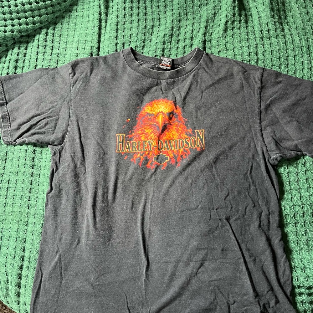 Harley-Davidson black T-Shirt with Orange Eagle Graphic